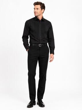 LR4503 Classic Black Tuxedo Dress Shirt Pleated Front Formal Long Sleeve Mens L